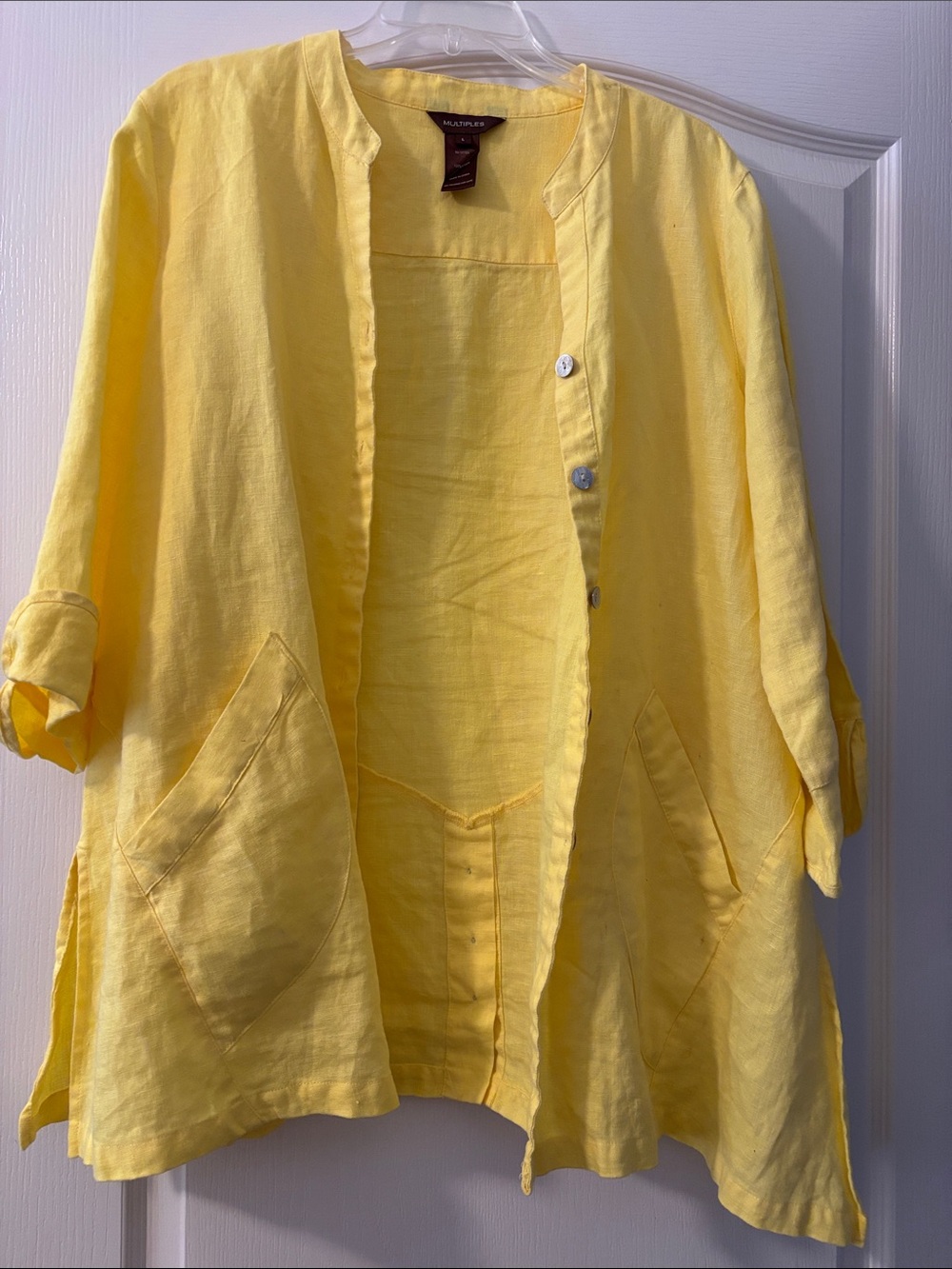Multiples size large Yellow Linen 100% linen jacket
